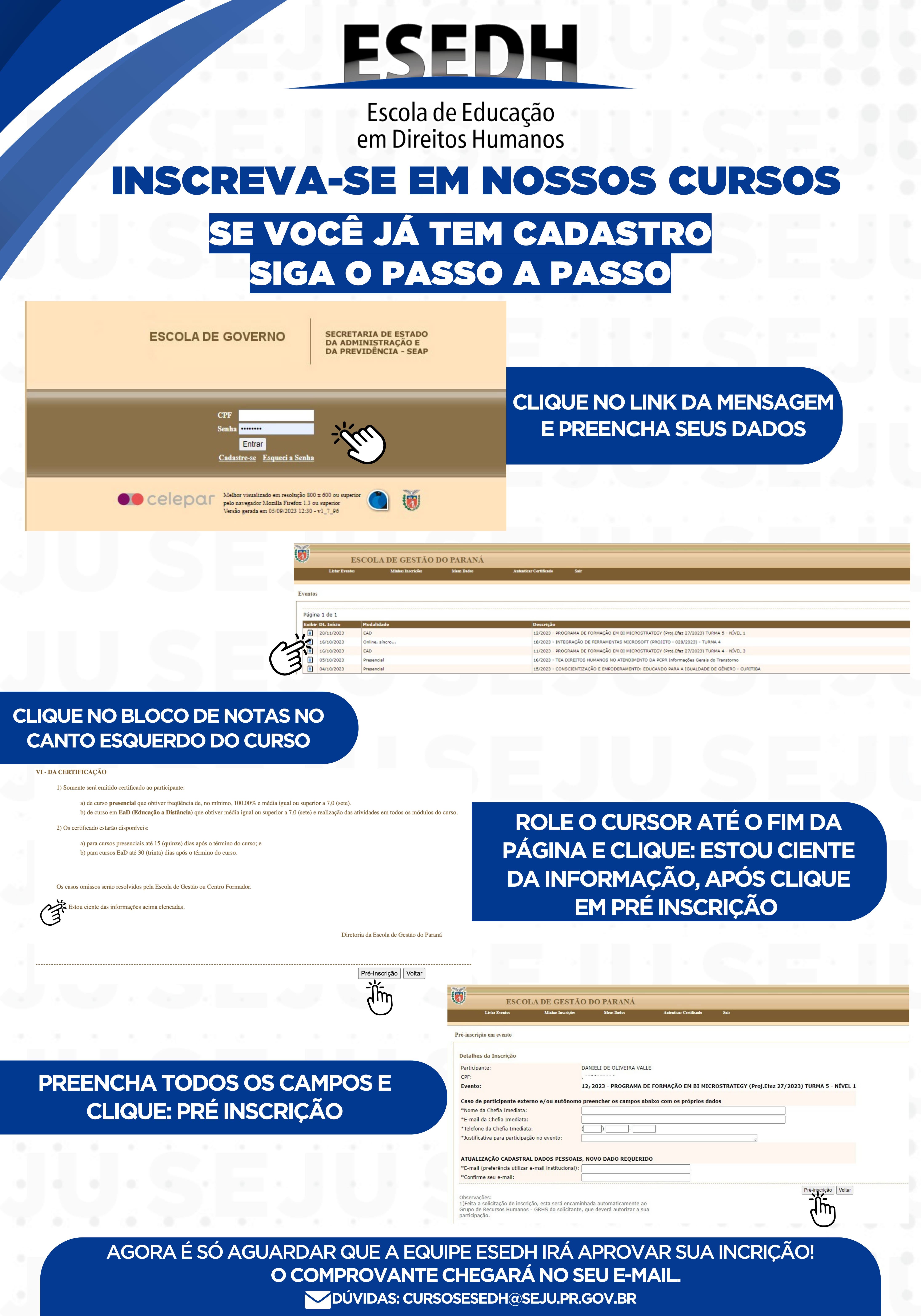 COMO SE INSCREVER NOS CURSOS ESEDH SE VOCE JÁ TEM CADASTRO