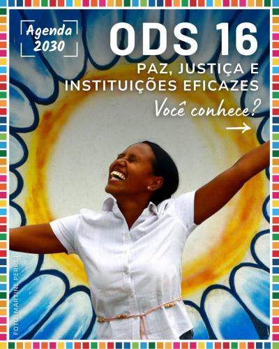 Brasil fortalece o ODS 16 e construi um futuro mais justo e inclusivo!  Já imaginou um mundo com mais paz, justiça e instituições fortes? Esse é o objetivo do ODS 16 da Agenda 2030 da ONU, e o Brasil está fazendo a diferença! Por meio da #CoooperaçãoInternacional, o país tem trabalhado para fortalecer seu sistema judiciário, promover direitos humanos, capacitar militares para operações de paz e impulsionar ações que buscam a inclusão de mulheres e idosos na sociedade.  O Brasil se destaca em várias iniciati