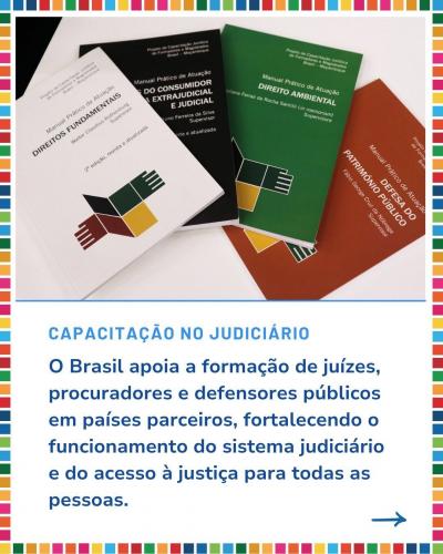 Brasil fortalece o ODS 16 e construi um futuro mais justo e inclusivo!  Já imaginou um mundo com mais paz, justiça e instituições fortes? Esse é o objetivo do ODS 16 da Agenda 2030 da ONU, e o Brasil está fazendo a diferença! Por meio da #CoooperaçãoInternacional, o país tem trabalhado para fortalecer seu sistema judiciário, promover direitos humanos, capacitar militares para operações de paz e impulsionar ações que buscam a inclusão de mulheres e idosos na sociedade.  O Brasil se destaca em várias iniciati