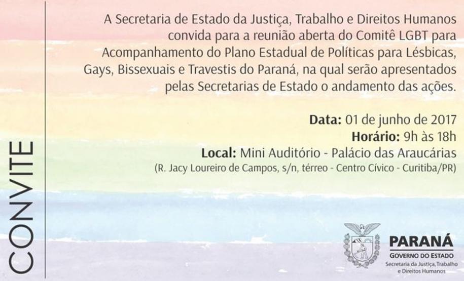 SEJU CONVIDA - Reunião Aberta do Comitê LGBT